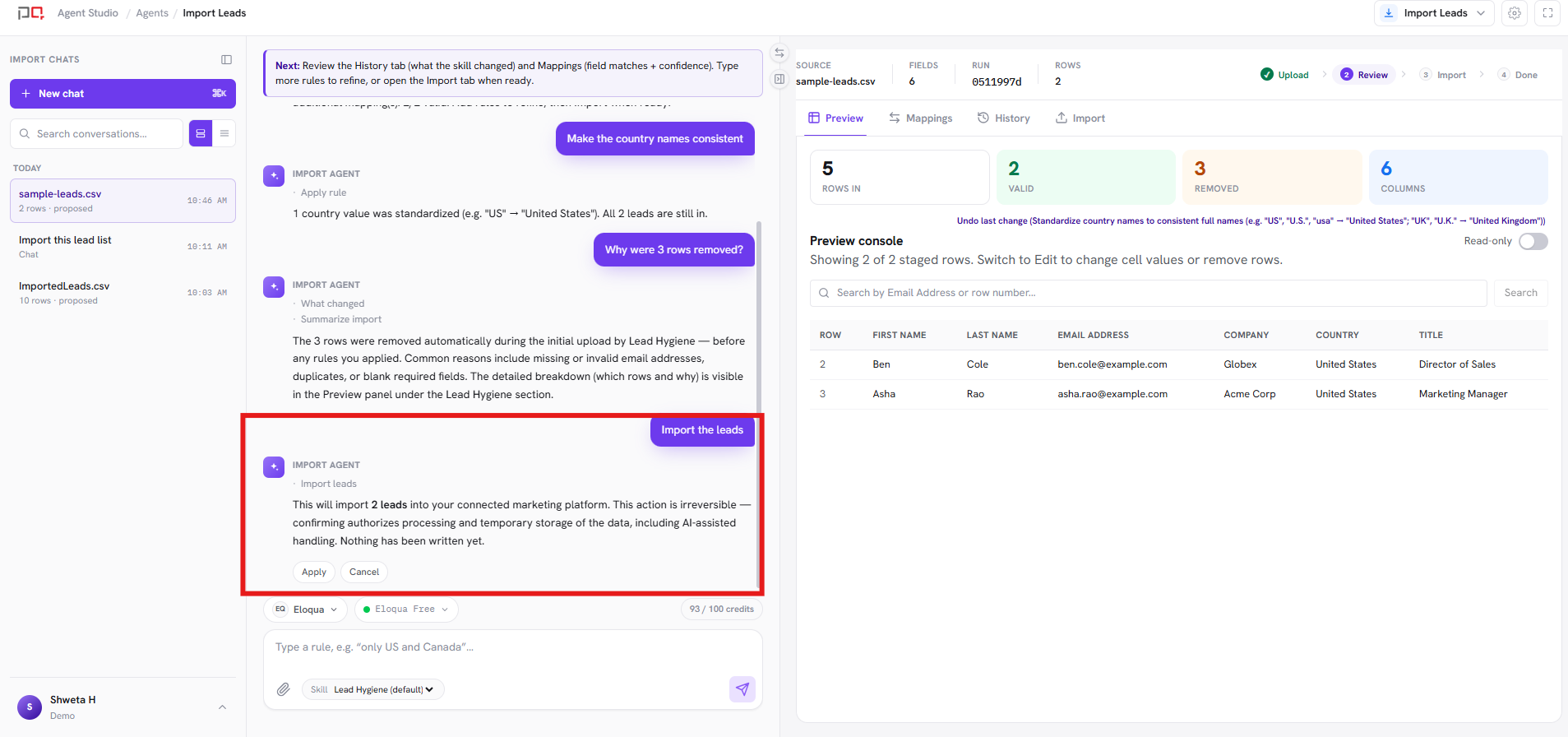 A confirmation step before an agent changes anything